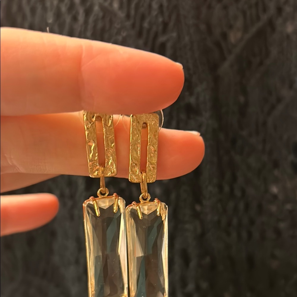 Drop Earrings With Rectangular Pendants - image 2